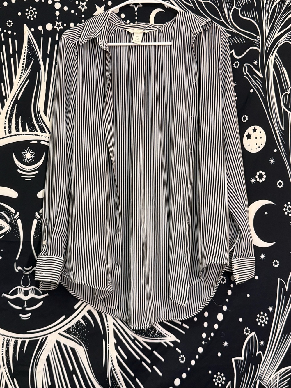 H&M Black and White Striped Button-Up Shirt